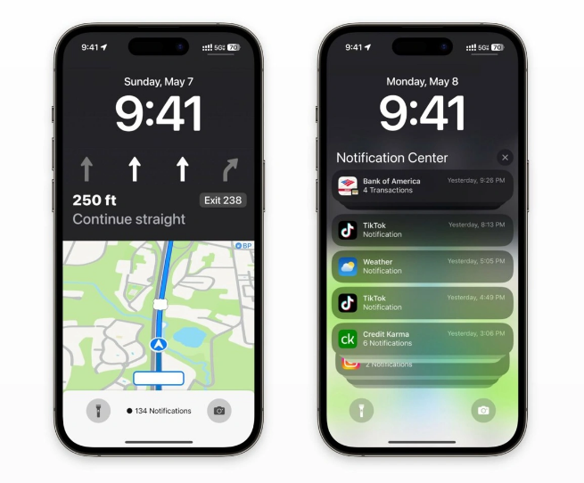 通辽苹果维修服务分享iOS17锁屏地图导航半屏显示长什么样 